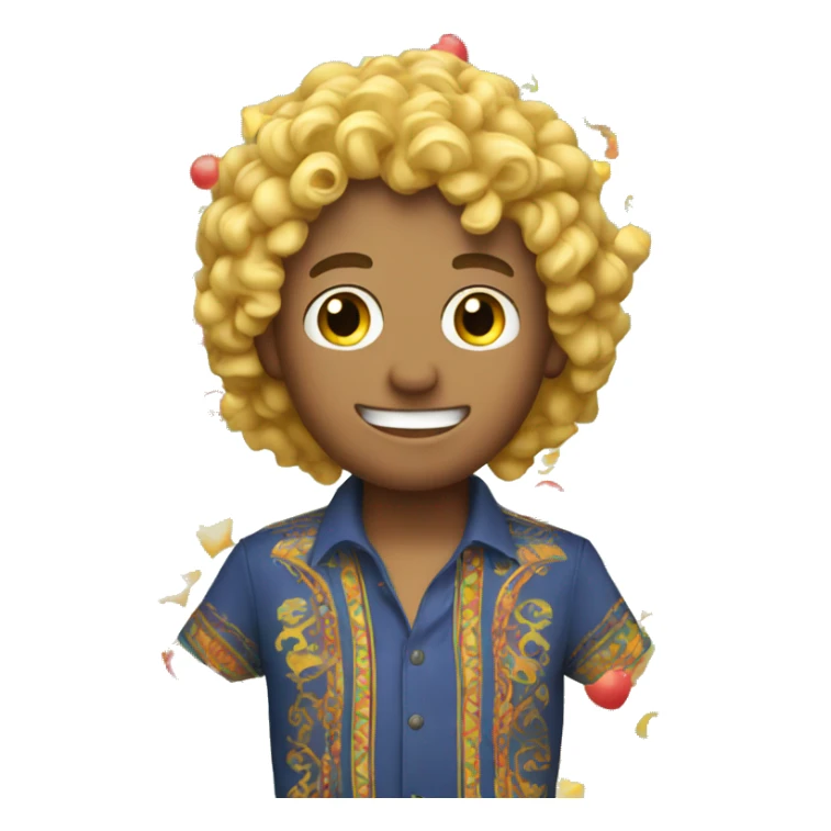 Man with blonde curly hair having a fiesta sticker