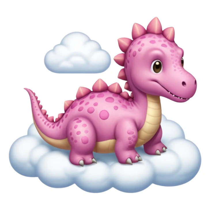Dinosaurio rosa tierno, diciendo en una nube "Raw" sticker