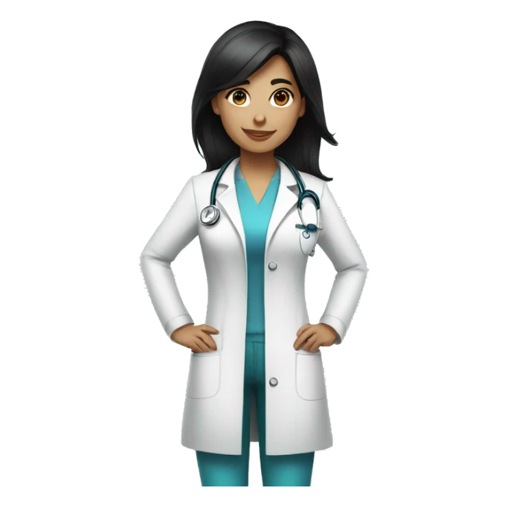 standing female doctor with full length blackhair and Blue eyes  sticker