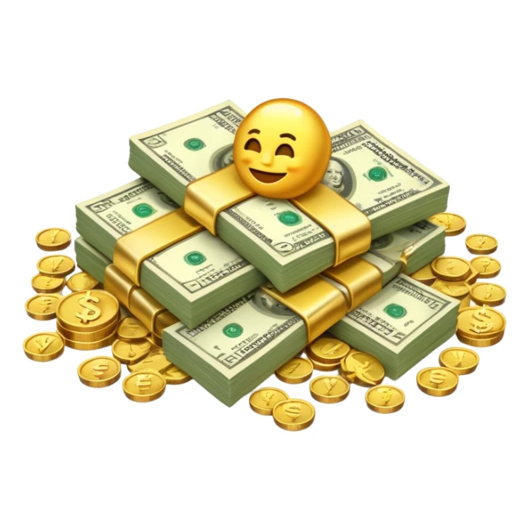 cool emoji with pile of money  sticker