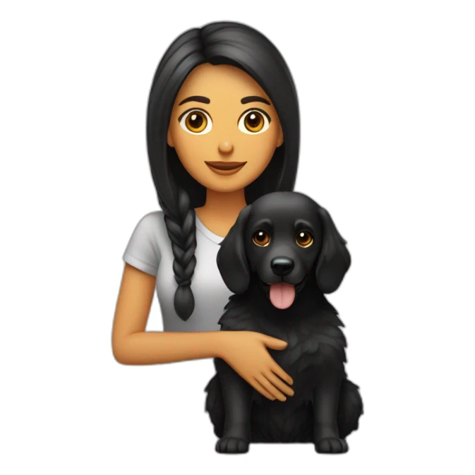 mujer pelo largo negro con perro maltés blsnco sticker