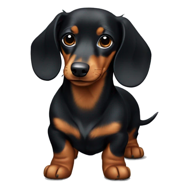 Black and tan long hair dachshund with a  tiny patch of white on the chest  sticker