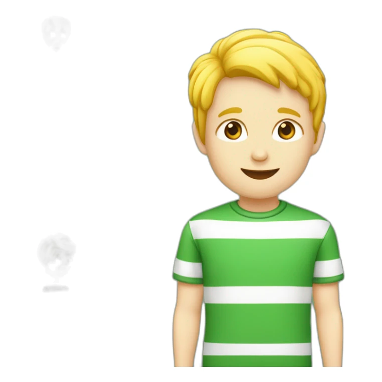 Jongen met verticaal groen wit gestreept shirt sticker