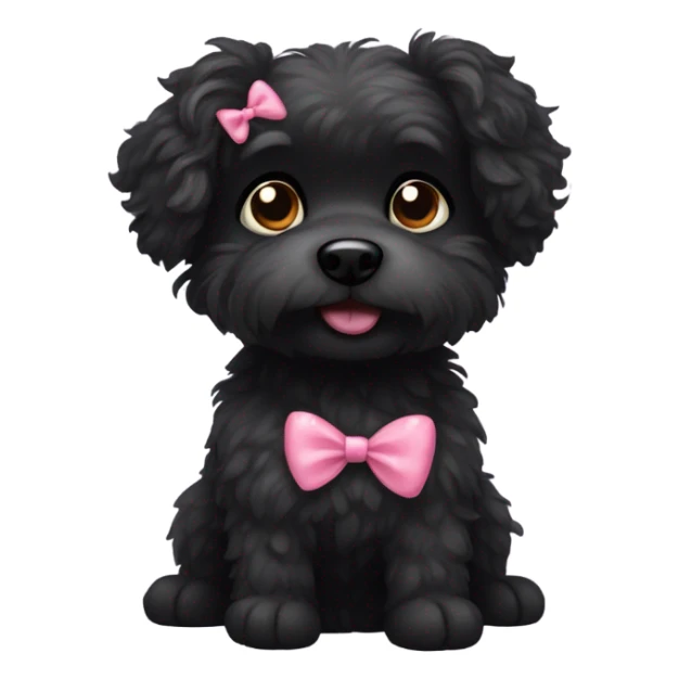 Black fluffy dog with hair bow  sticker