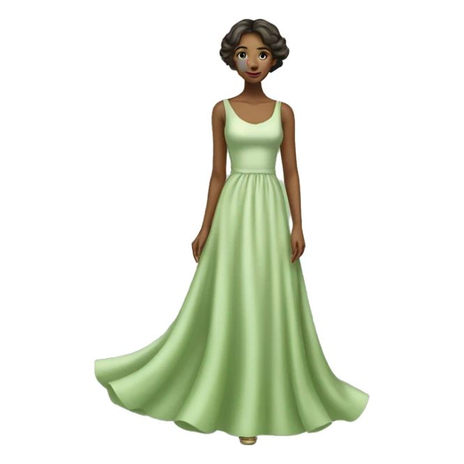 graceful young lady in a light green full-length dress sticker