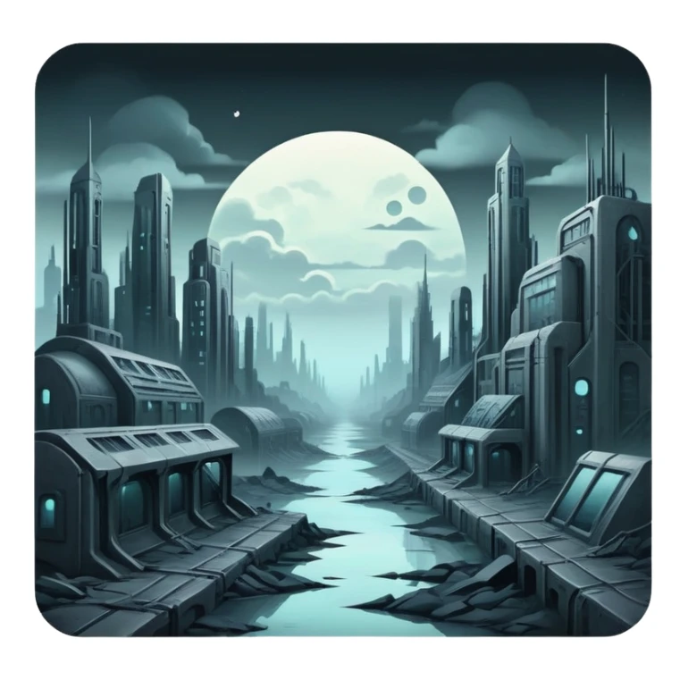 Spectral Gloomy Dystopian Apocalyptic Aesthetic Scenery Deco sticker