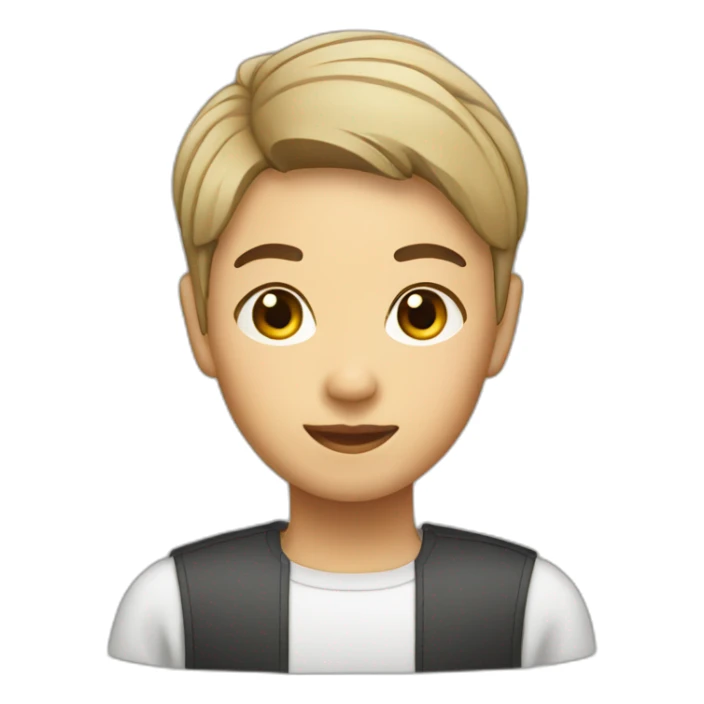 short hair Asian barista sticker