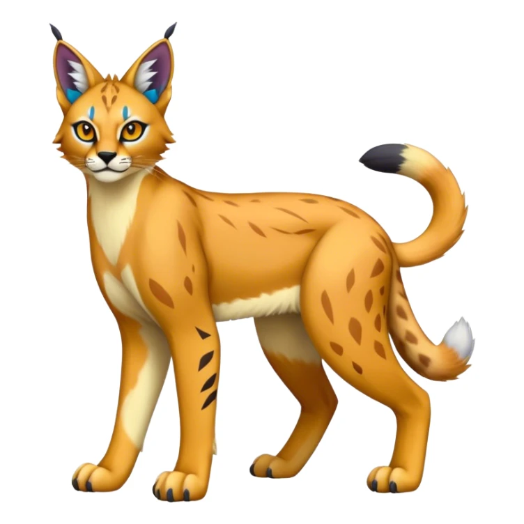 A colorful lynx-caracal-serval-fakemon-Digimon-creature-hybrid sticker