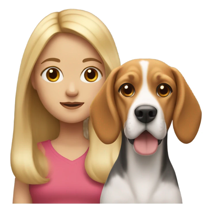 girl with long blond hair with a beagle dog sticker