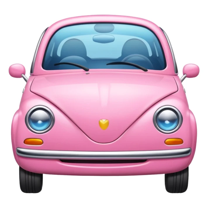 pink compact car emoji, cute and friendly, apple style sticker