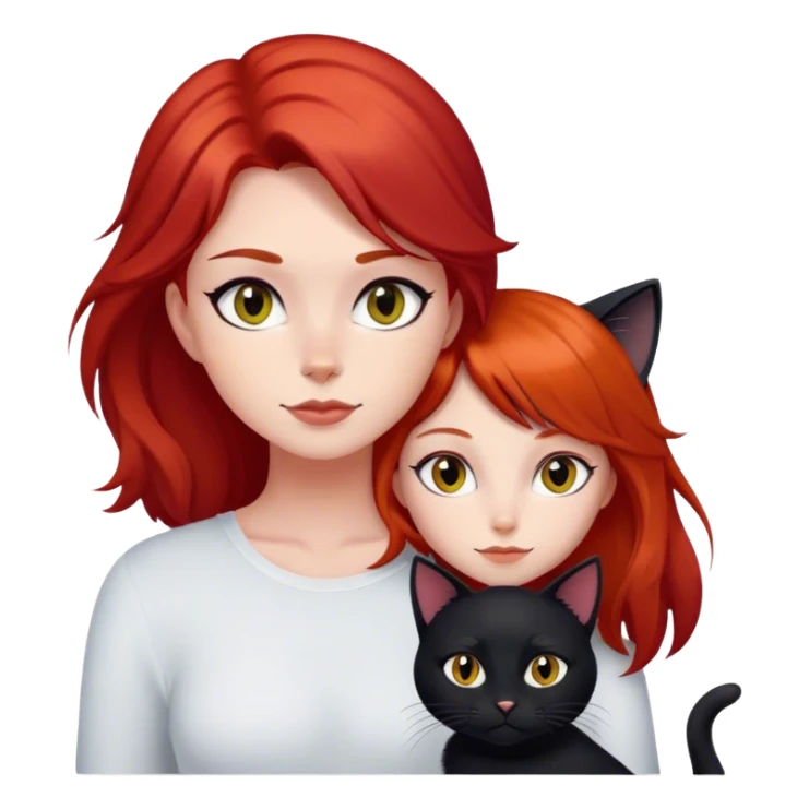 Black cat with red head girl sticker
