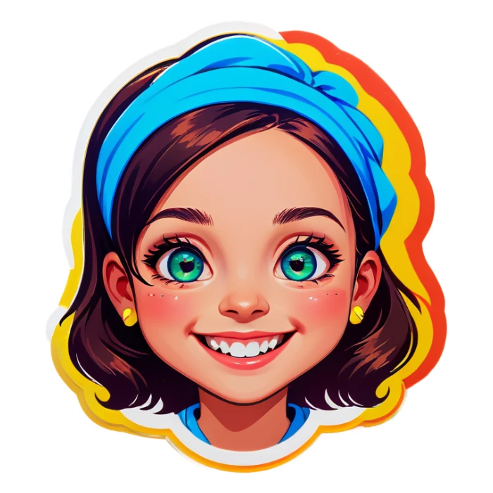 smiling girls with vibrant eyes sticker