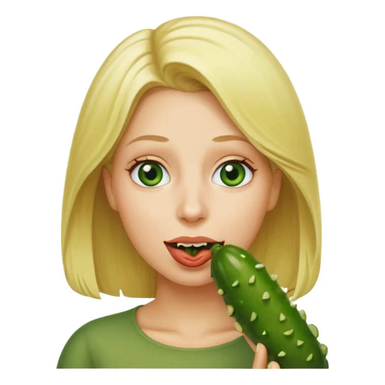 Naked Blonde with a pickle in her mouth sticker
