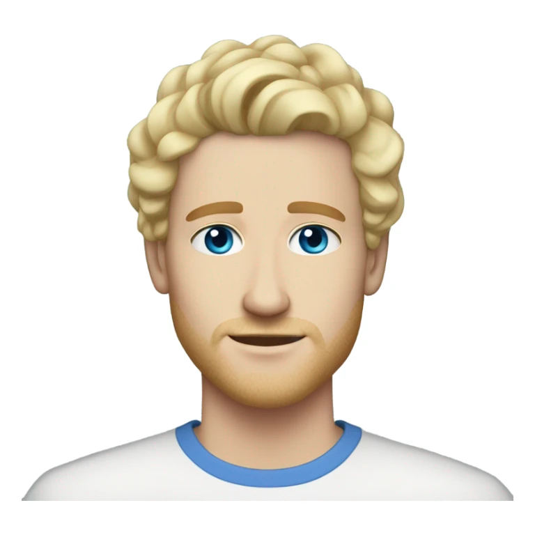 light curl blonde 30yo man blue eyed pale skin without moustache sticker