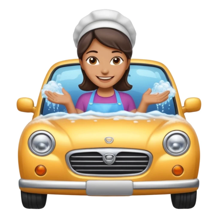 car washer woman with car  sticker