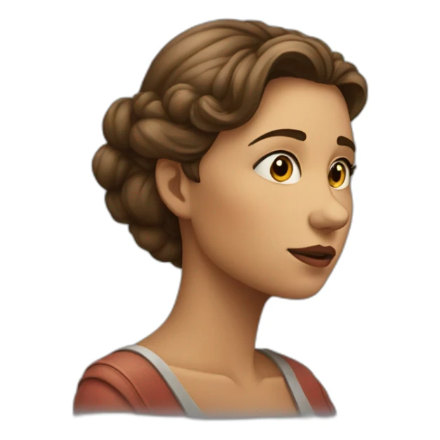 pensive, thoughtful woman touching her chin and looking up thinking sticker