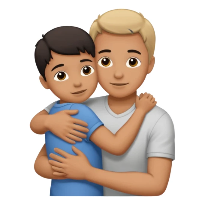 adult silhouette hugging a small child silhouette inside sticker