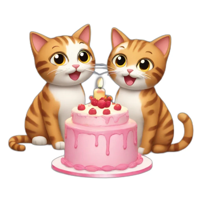 two cats celebrating their 9 year anniversary with a cake sticker