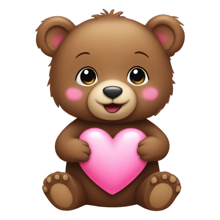 Baby bear holding pink heart sticker