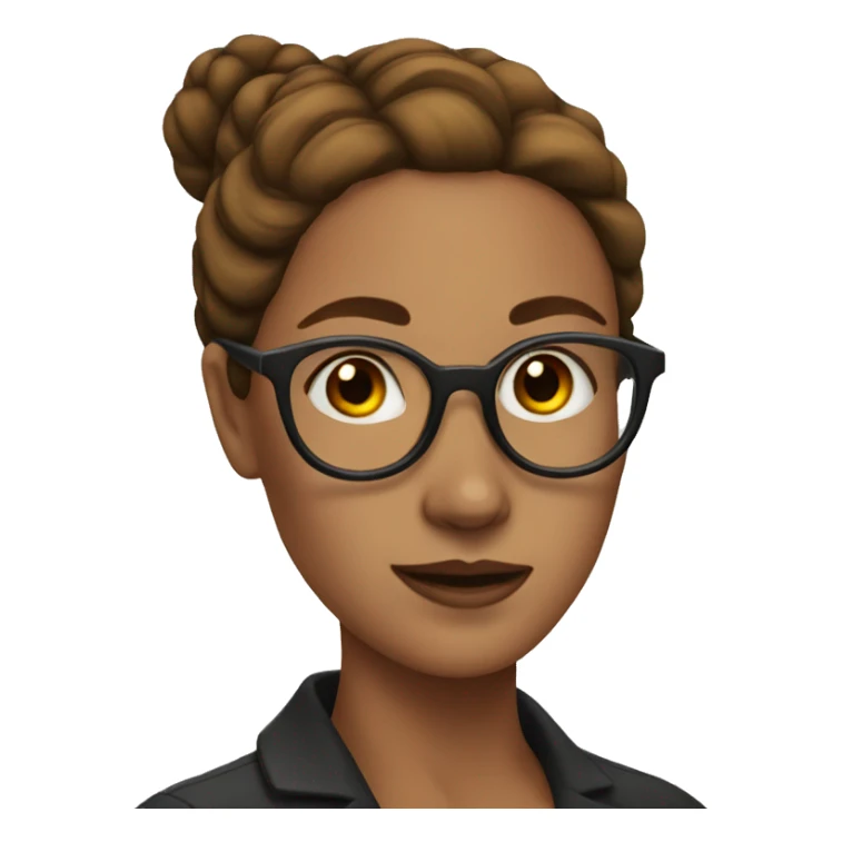 woman with glasses and freckles, with brown bun sticker
