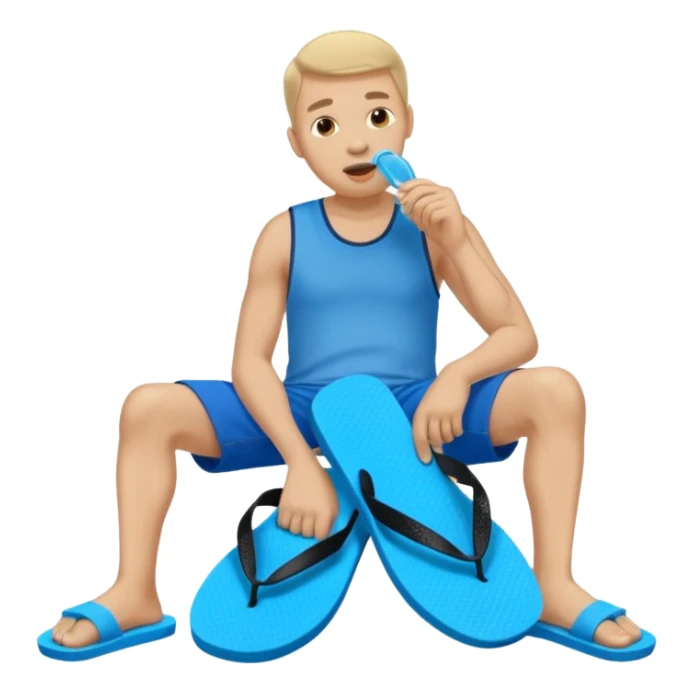 A man is licking a pair of flip-flops. sticker