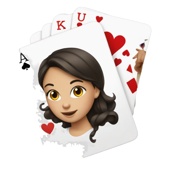brunette girl playing cards  sticker