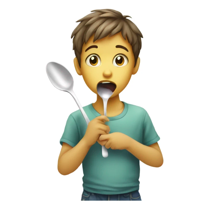 Kid smelling a spoon of sugar sticker