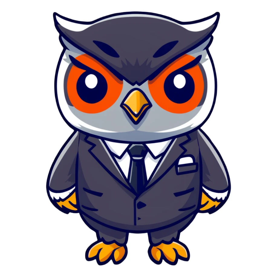 owl wearing a business suit sticker