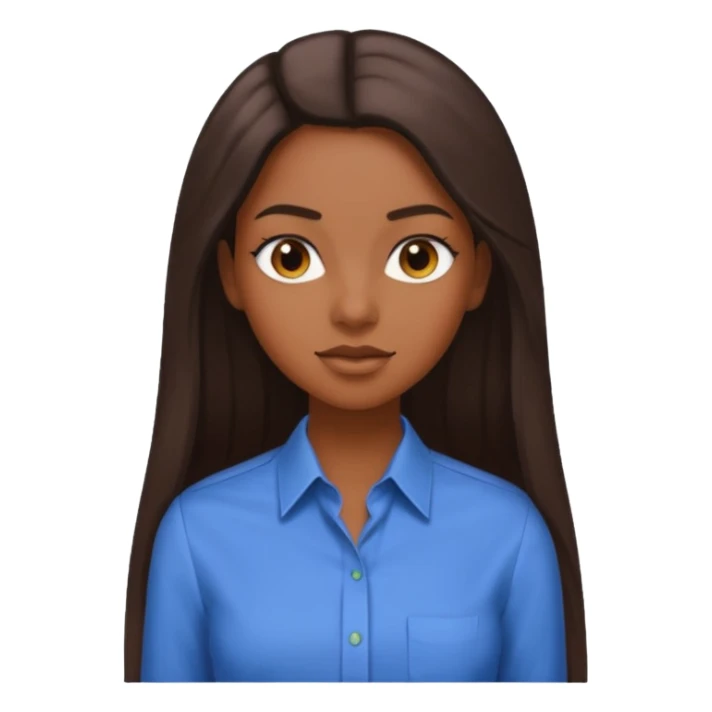 black girl working in colored formal shirt and long sleek hair sticker