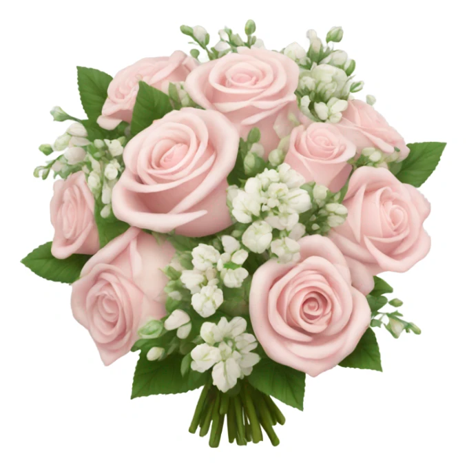 Light Pink with roses and white flowers wedding bouquet realistic  sticker
