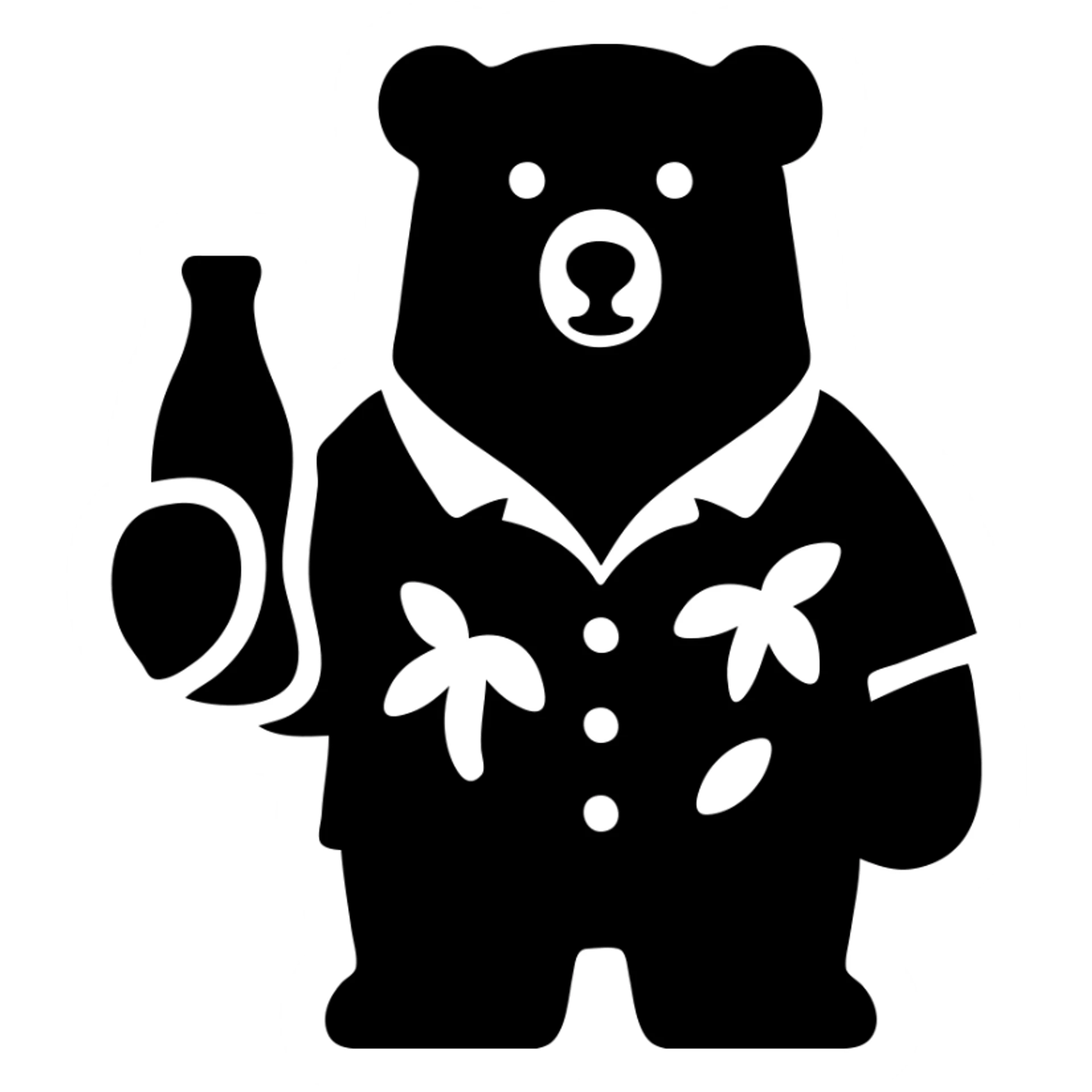 polar bear in a Hawaiian shirt holding a Coca Cola sticker