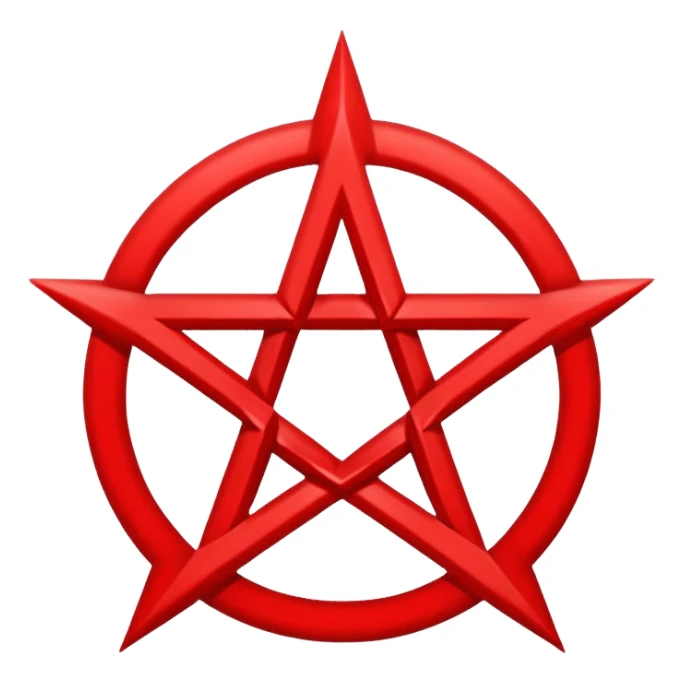 Inverted (point facing down), encircled pentagram, red. One circle, no additional colors. POINT FACING DOWN, not up. sticker