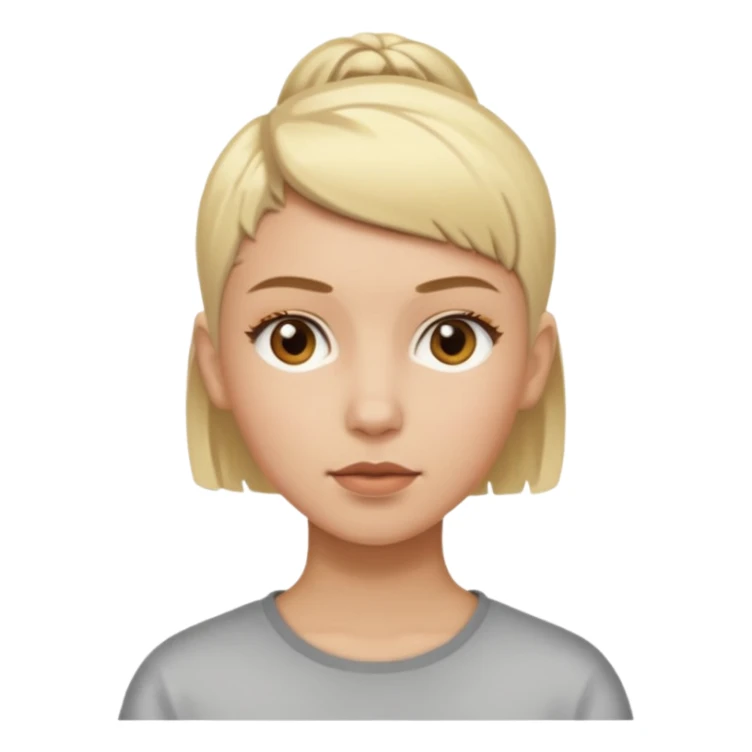 Girl with light skin, light brown eyebrows, and blonde buzzcut sticker