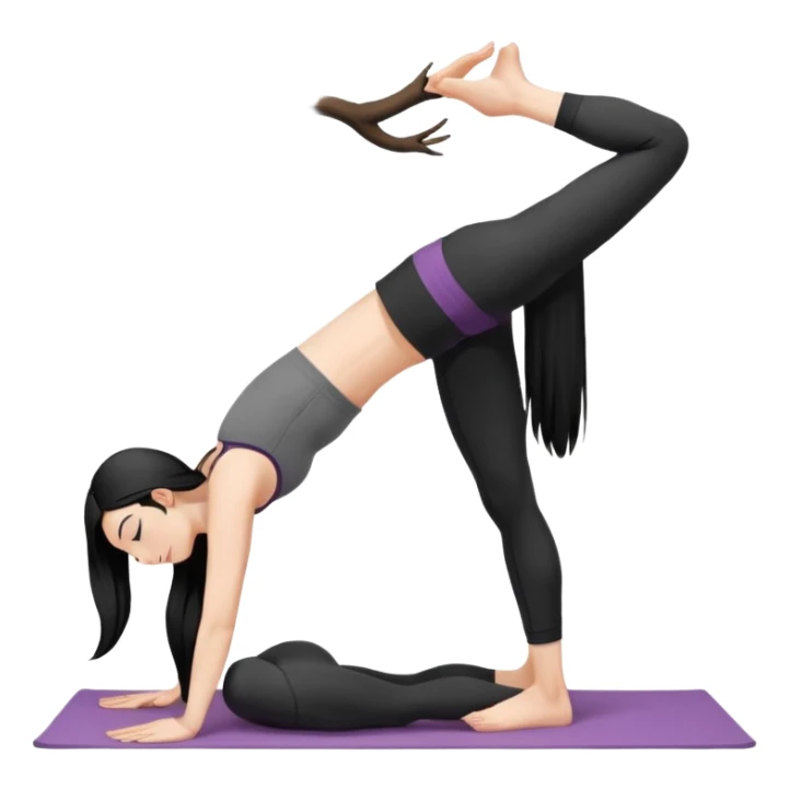white girl with black long hair doing yoga tree postion sticker