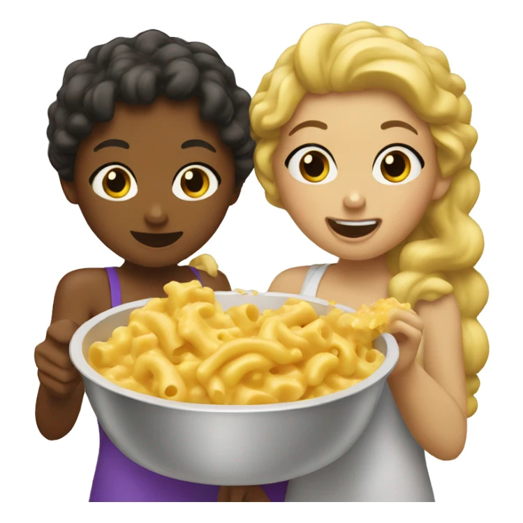 two girls eating mac and cheese sticker