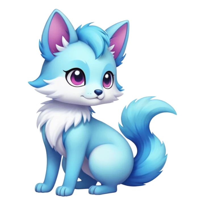 Kawaii bright fantasy ethereal anthro fursona Fakemon with tufted tail  sticker