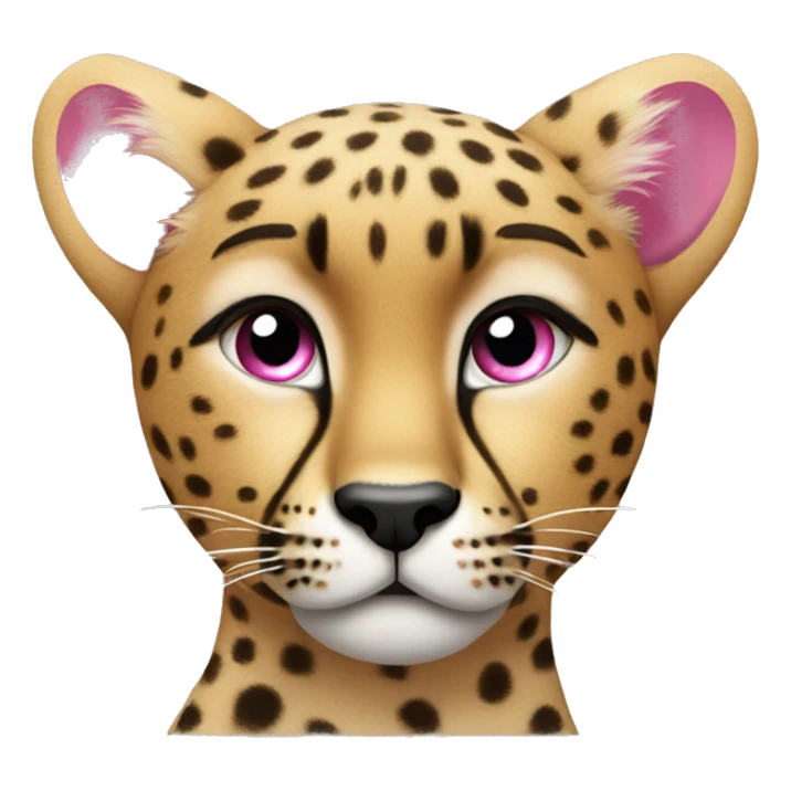 Cheetah  with a small pink bow on her ear￼ sticker