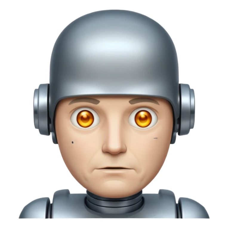 Bombmore - more robot than human.  mddle age man sticker