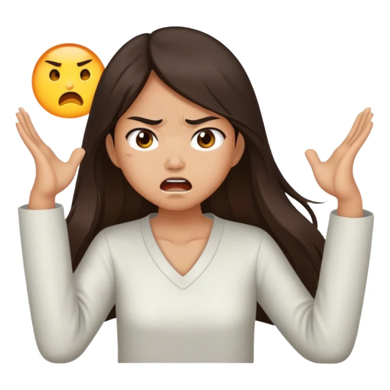 Brunette long hair  Asian girl waking up angry  sticker