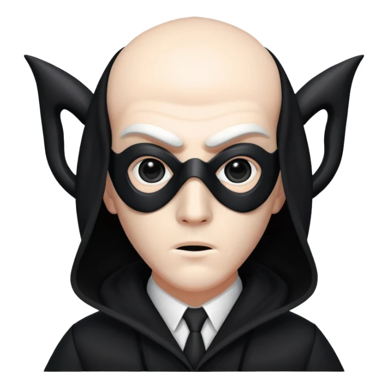 Squid Game Front Man with black geometric mask and black coat sticker