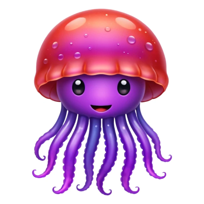 color gradient between red and purple glitter cute happy jellyfish sticker