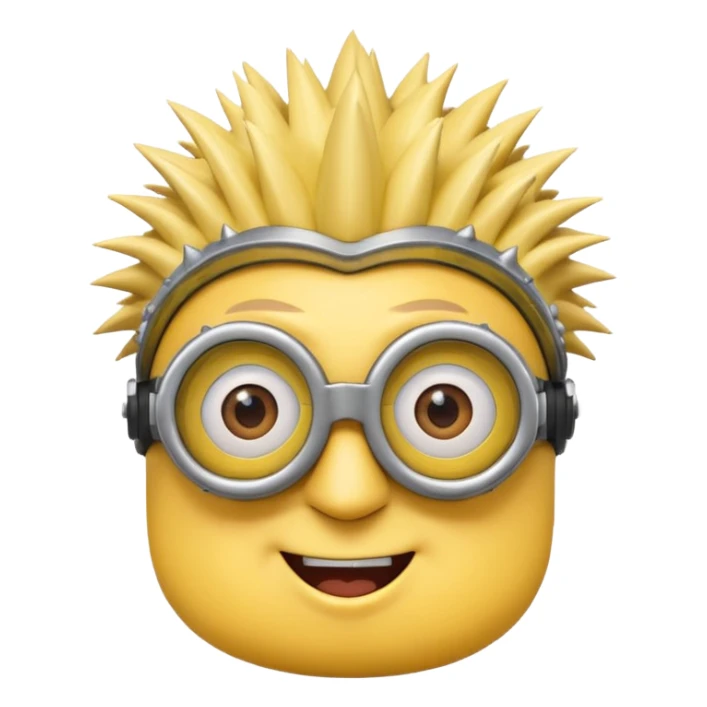 Minion emoji with a round head like normal emojis and a smurk like this emoji but a minion so basically that emoji with the goggles and the hair and not a funny head shape 😏 it should look like an actual minion not a human with African braids and a female minion  sticker