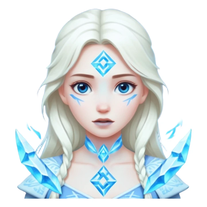 Woman frozen mid-spell, glowing runes around her body, charged silence sticker