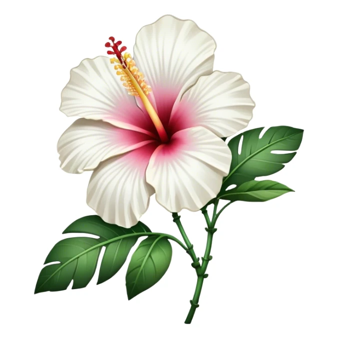 single white Hawaiian hibiscus, straight stem sticker
