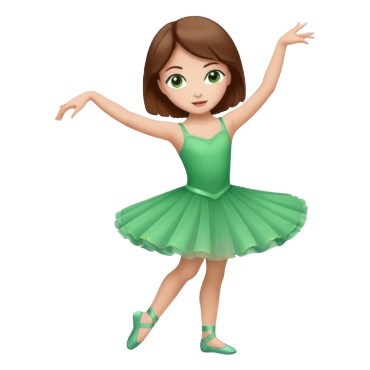 ילדה שרוקדת בלט עם שיער חום ועיניים ירוקות sticker