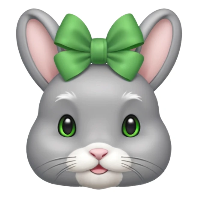 grey bunny with green bow on head sticker