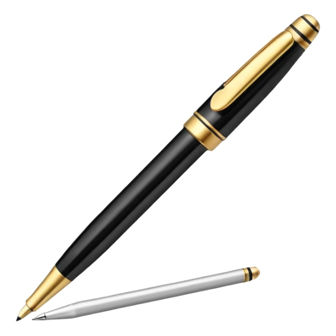 3D perspective academic premium golden luxury black pen sticker