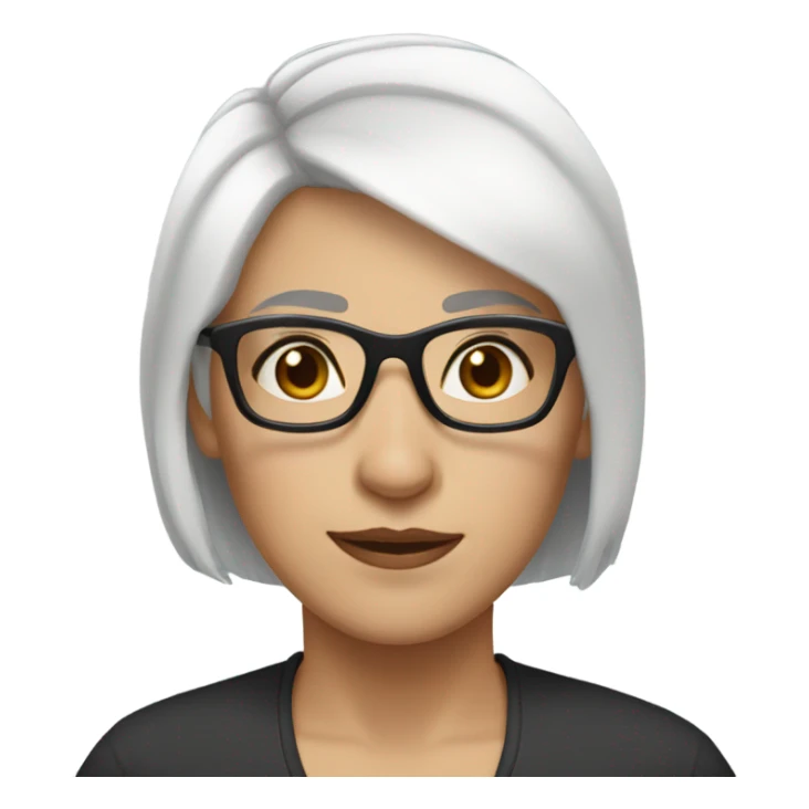 White skin woman short white hair thick glasses brown eyebrows  sticker