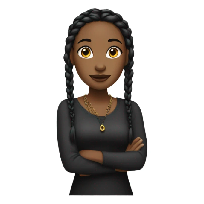 black woman with black down braids and top sticker