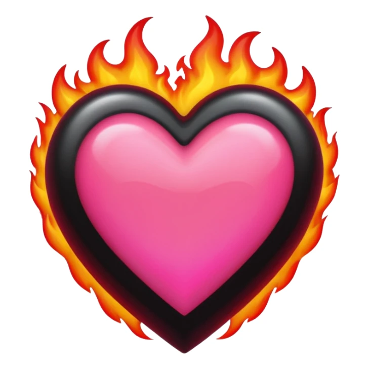Black, red, hot pink heart make it way more flashy, lightly wreathed in flame  sticker
